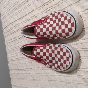 Checkered Slip On Vans, Size 7.5 - Red Maroon
